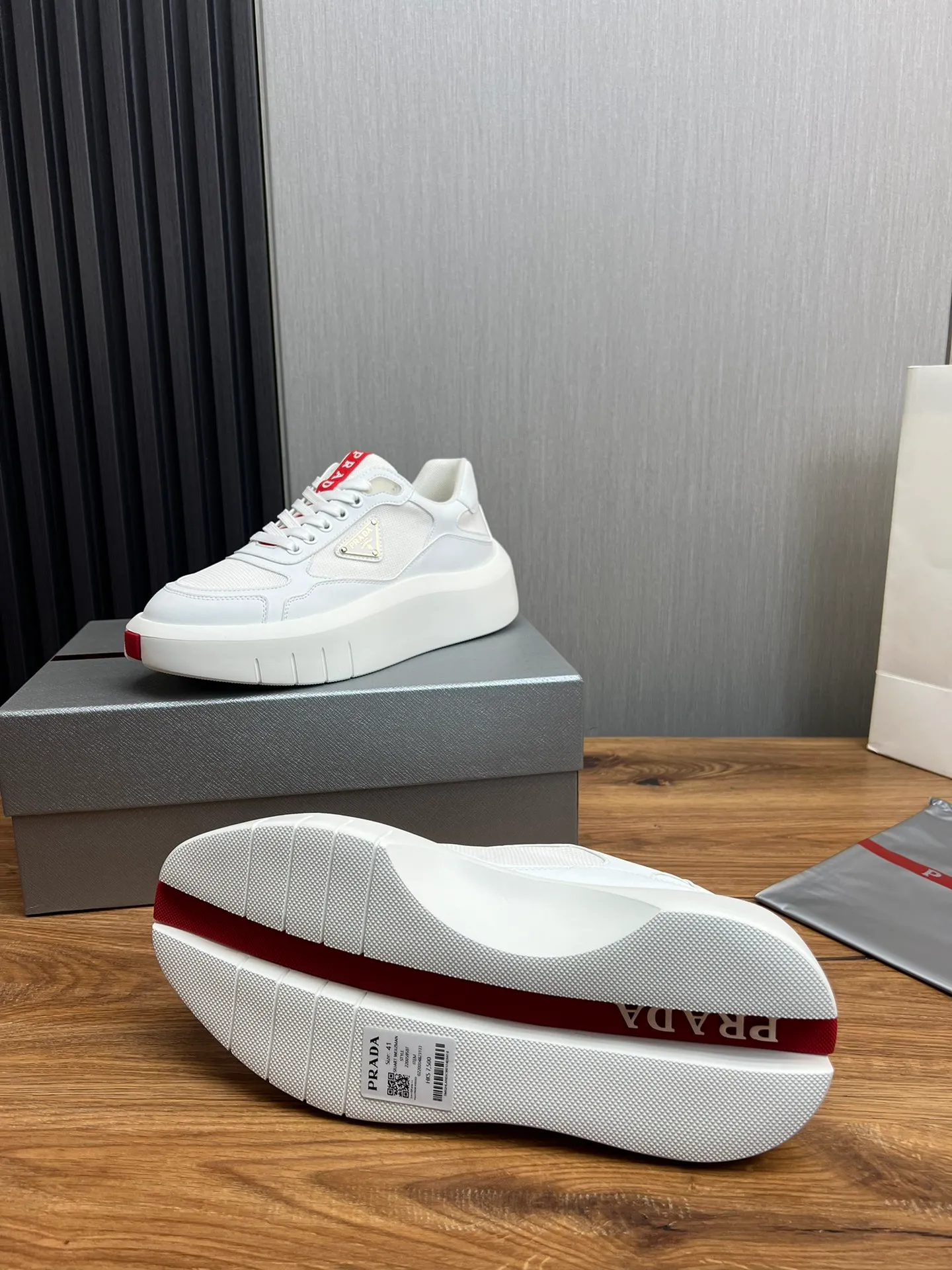 Men's shoes 💰620💰 [PRADA] Men's shoes are popular in the counter, official website is synchronized, high-quality shipments ✔️Original cowhide stitching mesh + cowhide lining, 1🆚1 replica, original original bottom, 38-45 (45 customized, non-refundable)